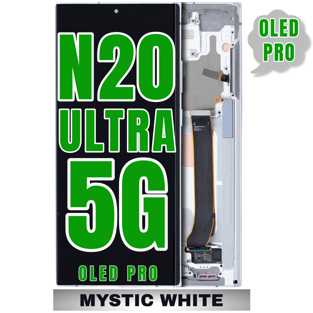 For Samsung Galaxy Note 20 Ultra 5G OLED Screen Replacement With Frame (Oled Pro) (Mystic White)