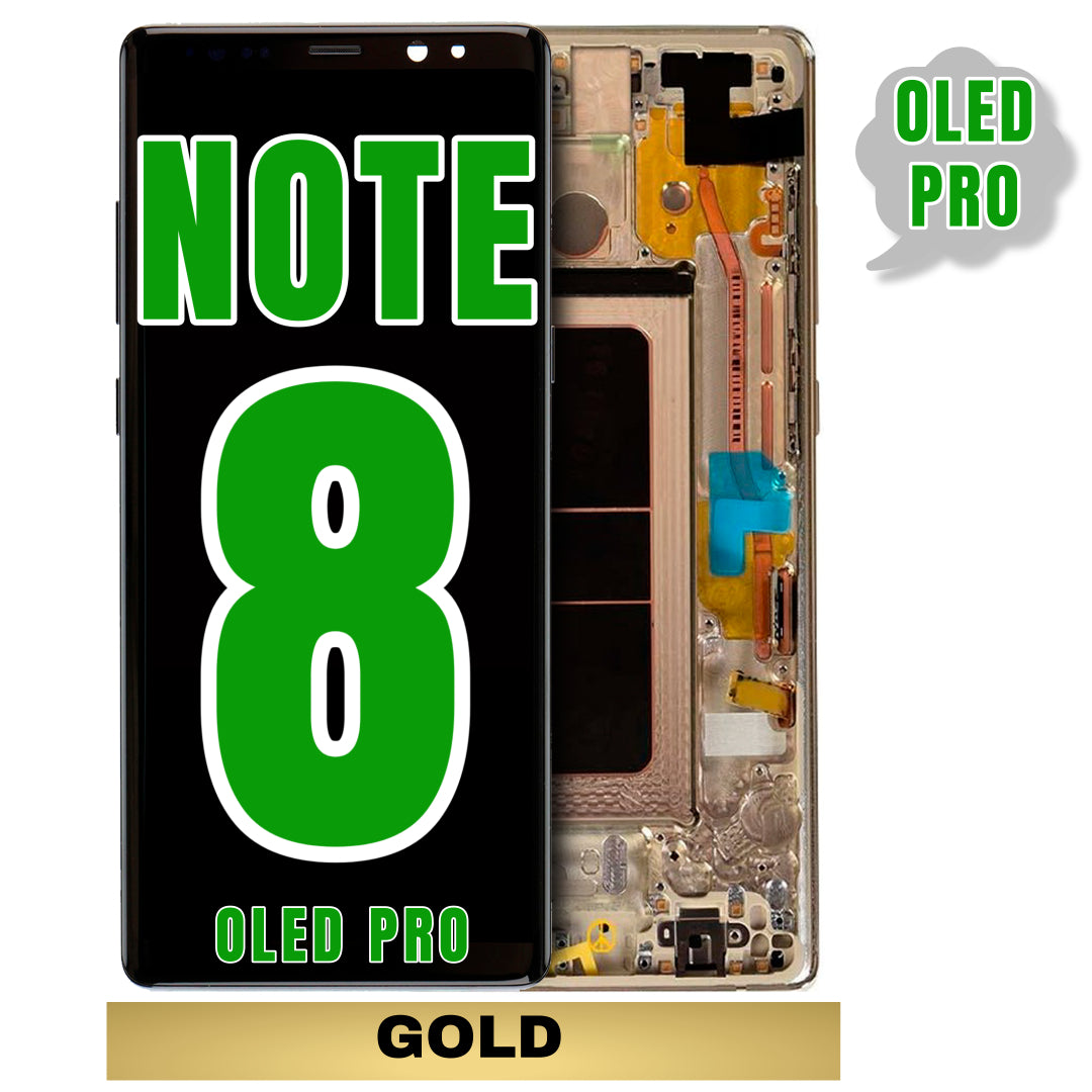 For Samsung Galaxy Note 8 OLED Screen Replacement With Frame (Oled Pro) (Gold)