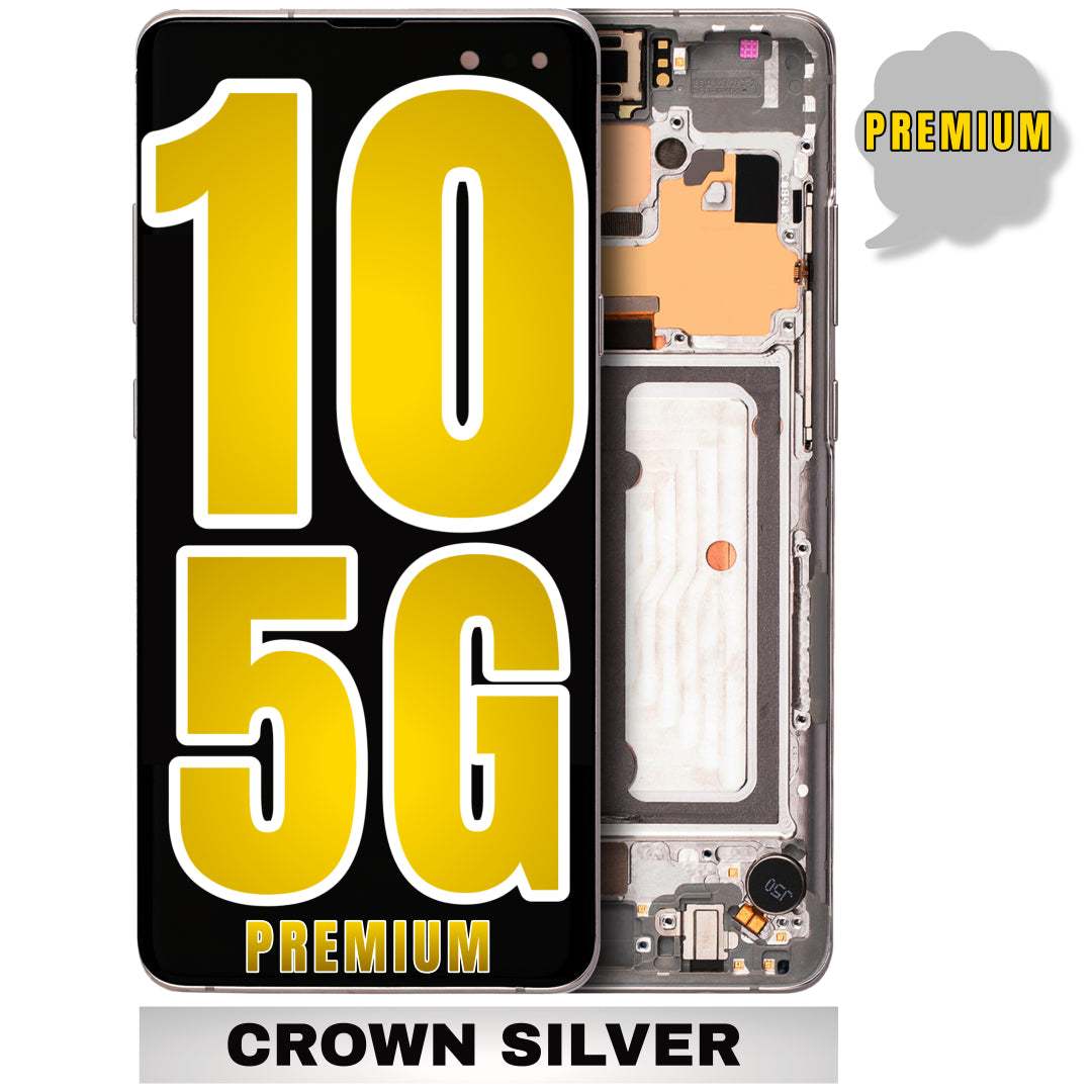 For Samsung Galaxy S10 5G OLED Screen Replacement With Frame (Premium) (Crown Silver)