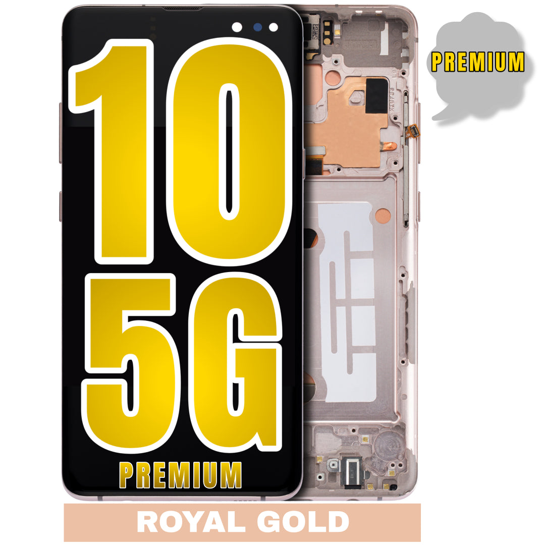 For Samsung Galaxy S10 5G OLED Screen Replacement With Frame (Premium) (Royal Gold)