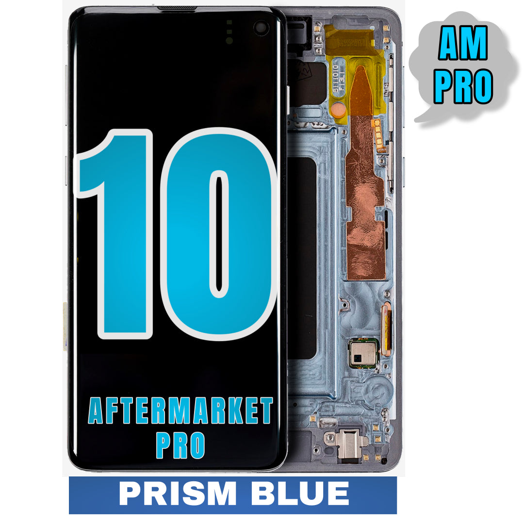 For Samsung Galaxy S10 LCD Screen Replacement With Frame / US Version (Without Finger Print Sensor) (Aftermarket Pro) (Prism Blue)