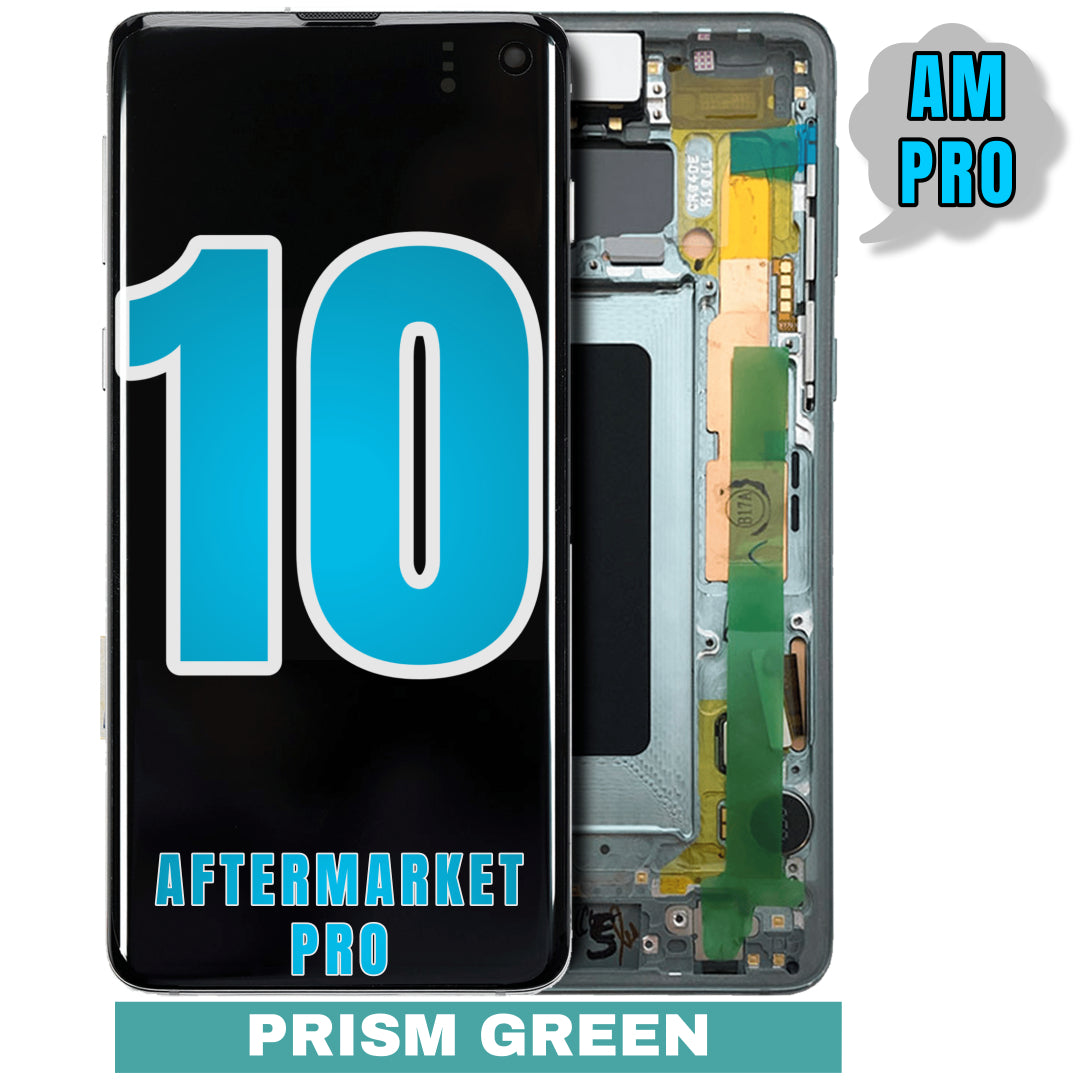 For Samsung Galaxy S10 LCD Screen Replacement With Frame / US Version (Without Finger Print Sensor) (Aftermarket Pro) (Prism Green)