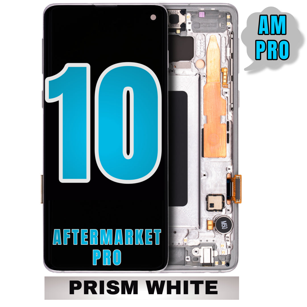For Samsung Galaxy S10 LCD Screen Replacement With Frame / US Version (Without Finger Print Sensor) (Aftermarket Pro) (Prism White)
