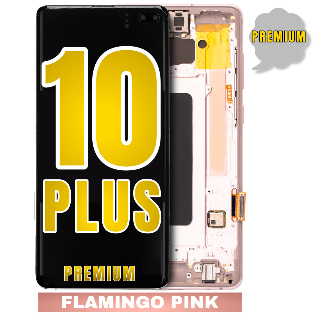For Samsung Galaxy S10 Plus OLED Screen Replacement With Frame / US Version (Premium) (Flamingo Pink)