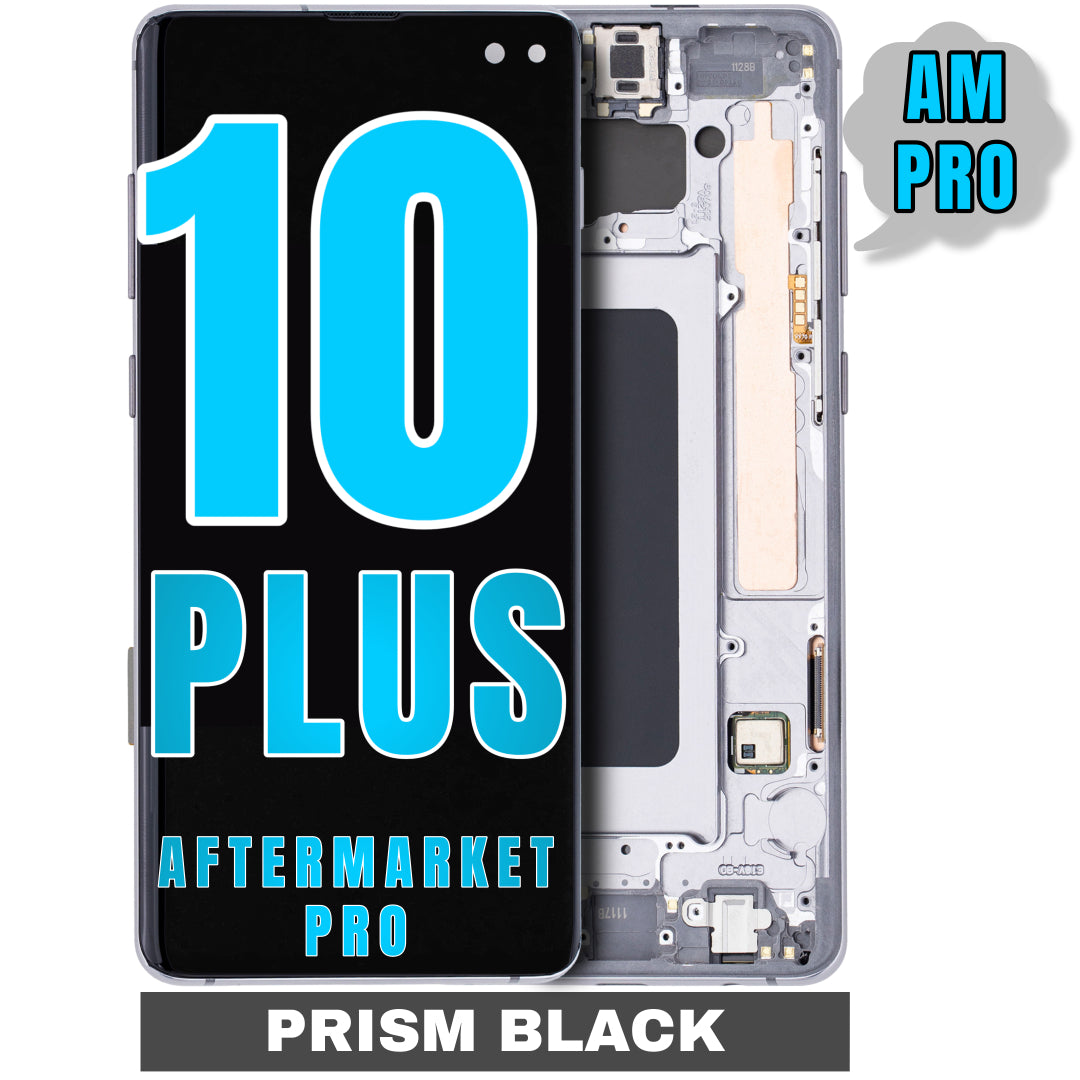 For Samsung Galaxy S10 Plus LCD Screen Replacement With Frame / US Version (Without Finger Print Sensor) (Aftermarket Pro) (Prism Black)