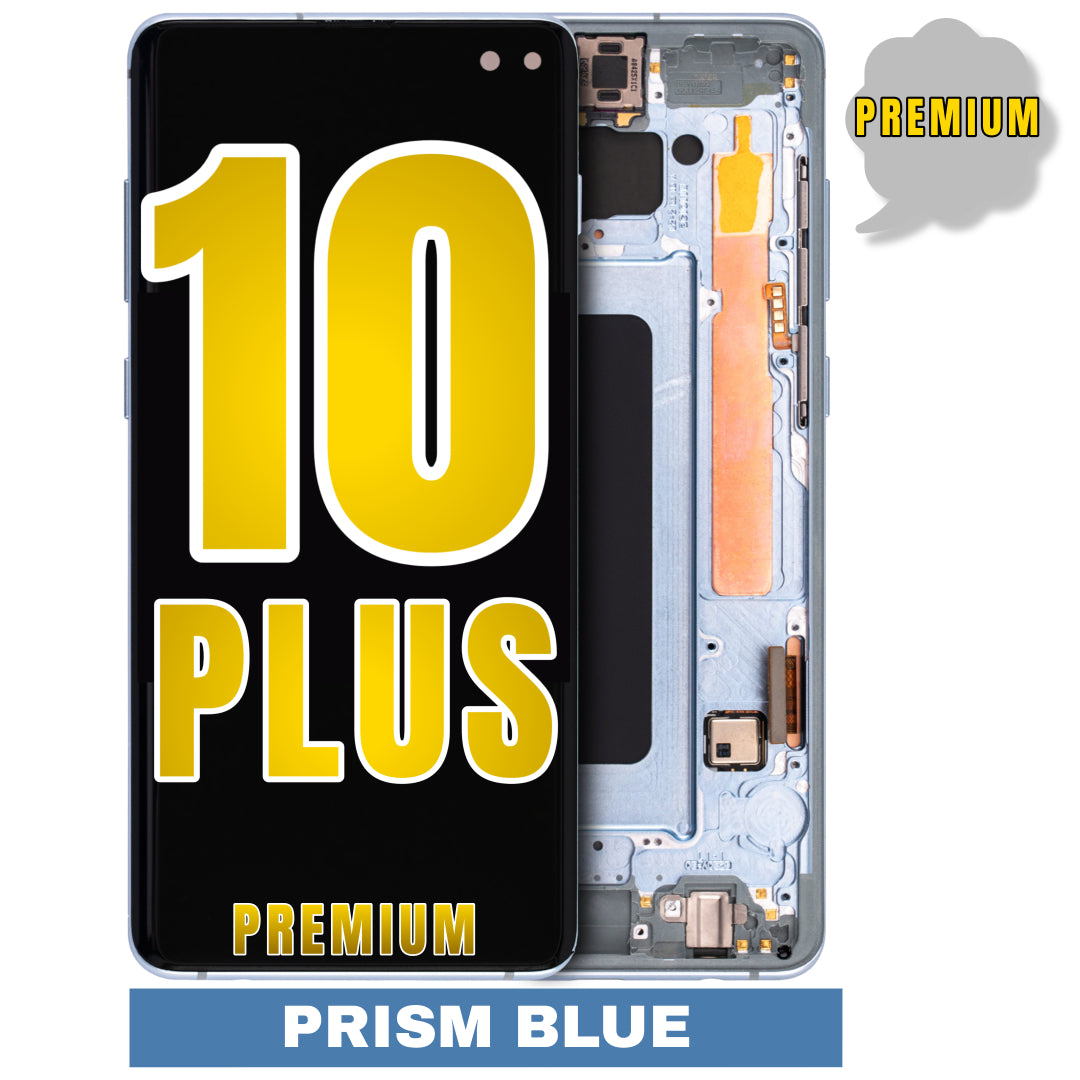For Samsung Galaxy S10 Plus OLED Screen Replacement With Frame / US Version (Premium) (Prism Blue)