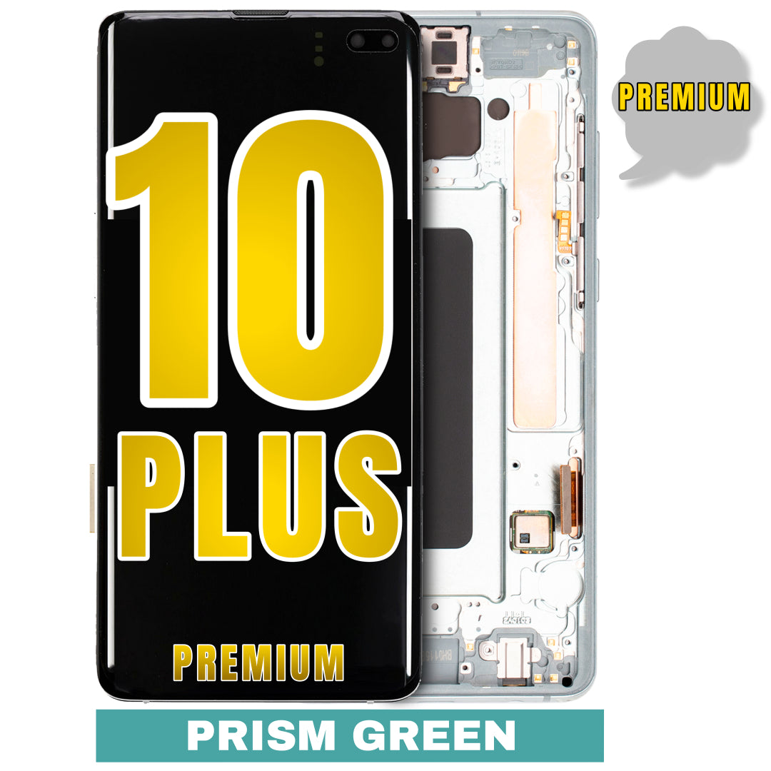 For Samsung Galaxy S10 Plus OLED Screen Replacement With Frame / US Version (Premium) (Prism Green)