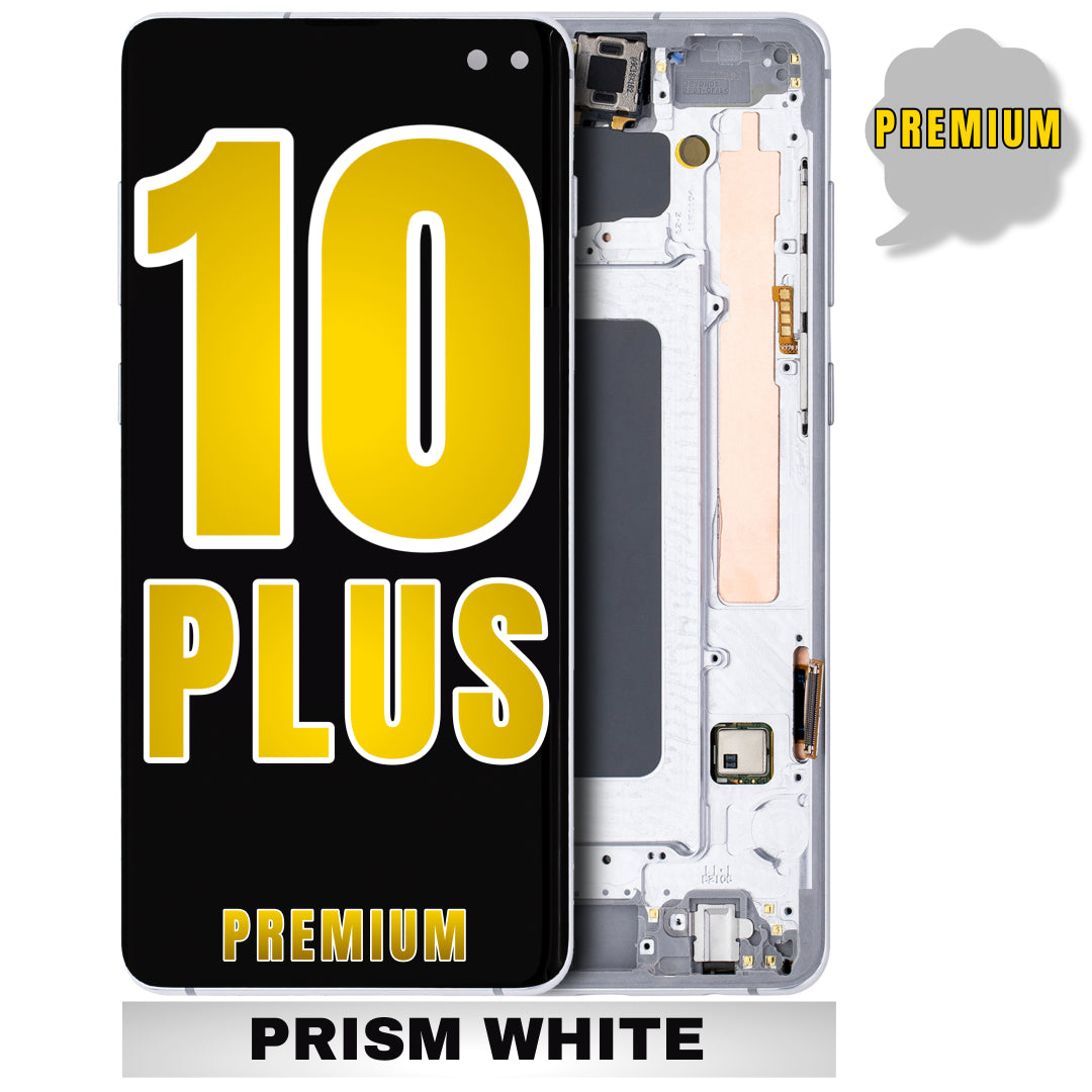 For Samsung Galaxy S10 Plus OLED Screen Replacement With Frame / US Version (Premium) (Prism White)