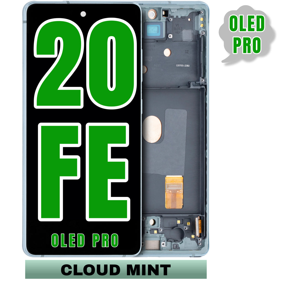For Samsung Galaxy S20 FE OLED Screen Replacement With Frame (Oled Pro) (Cloud Mint)