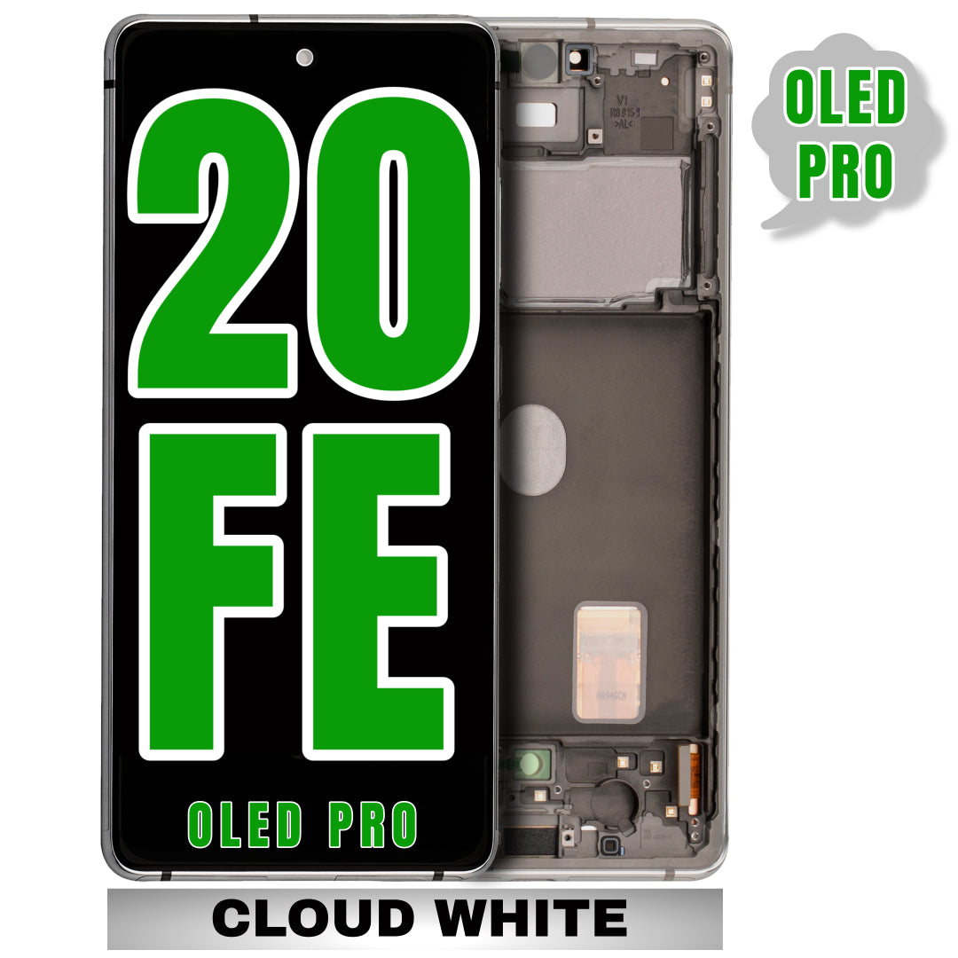 For Samsung Galaxy S20 FE OLED Screen Replacement With Frame / US Version (Oled Pro) (Cloud White)