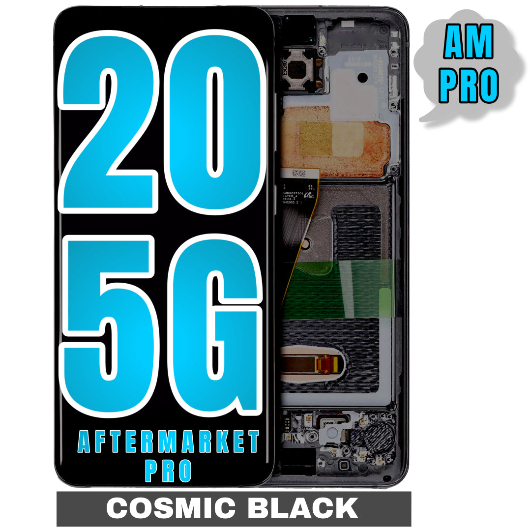 For Samsung Galaxy S20 5G LCD Screen Replacement With Frame / US Version And Not Compatible With Verizon 5G UW Model (Without Finger Print Sensor) (Aftermarket Pro) (Cosmic Black)