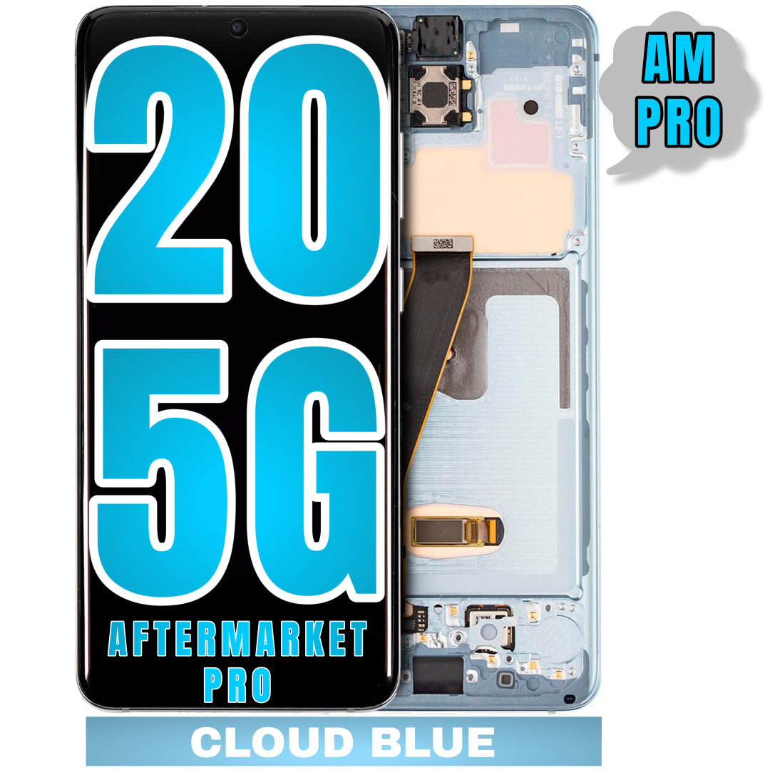 For Samsung Galaxy S20 5G LCD Screen Replacement With Frame / US Version And Not Compatible With Verizon 5G UW Model (Without Finger Print Sensor) (Aftermarket Pro) (Cloud Blue)