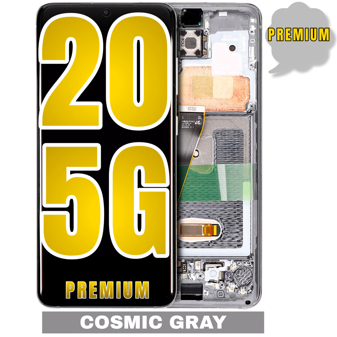 For Samsung Galaxy S20 5G OLED Screen Replacement With Frame / US Version And Not Compatible With Verizon 5G UW (Premium) (Cosmic Gray)