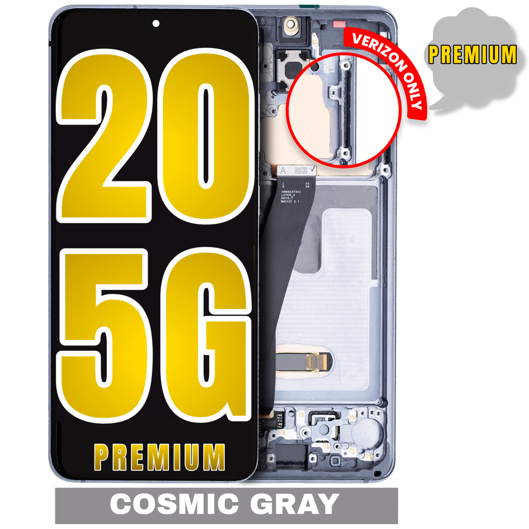 For Samsung Galaxy S20 5G OLED Screen Replacement With Frame / US Version And Only For Verizon 5G UW Model (Premium) (Cosmic Gray)