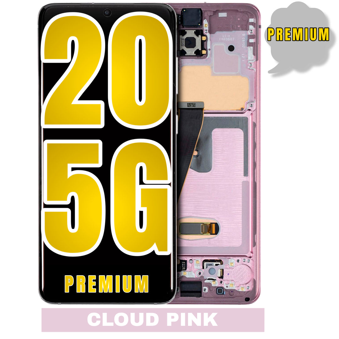 For Samsung Galaxy S20 5G OLED Screen Replacement With Frame / US Version And Not Compatible With Verizon 5G UW Model (Premium) (Cloud Pink)