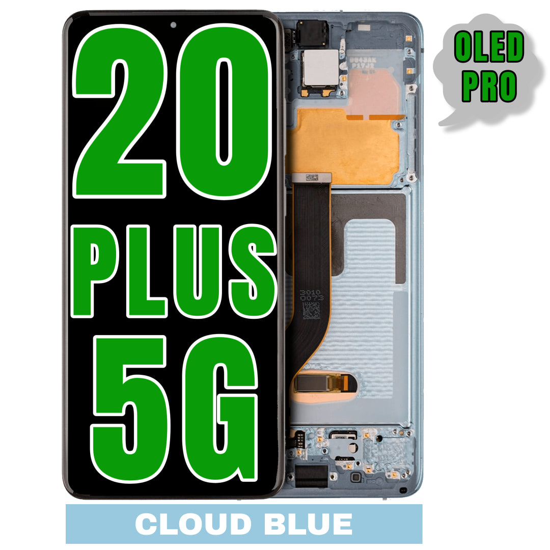 For Samsung Galaxy S20 Plus 5G OLED Screen Replacement With Frame / US Version (Oled Pro) (Cloud Blue)