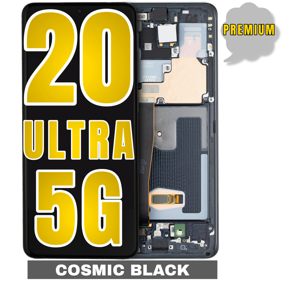 For Samsung Galaxy S20 Ultra OLED 5G Screen Replacement With Frame / US Version (Premium) (Cosmic Black)