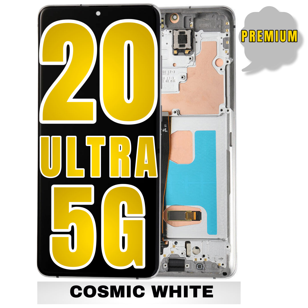 For Samsung Galaxy S20 Ultra 5G OLED Screen Replacement With Frame / US Version (Premium) (Cosmic White)