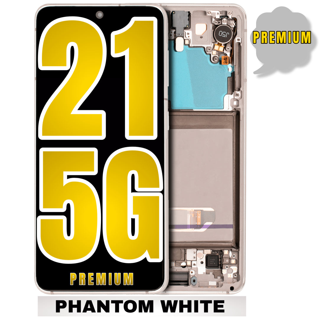 For Samsung Galaxy S21 5G OLED Screen Replacement With Frame (Premium) (Phantom White)