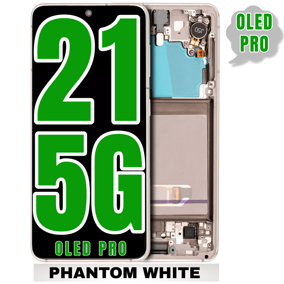 For Samsung Galaxy S21 5G OLED Screen Replacement With Frame (Oled Pro) (Phantom White)