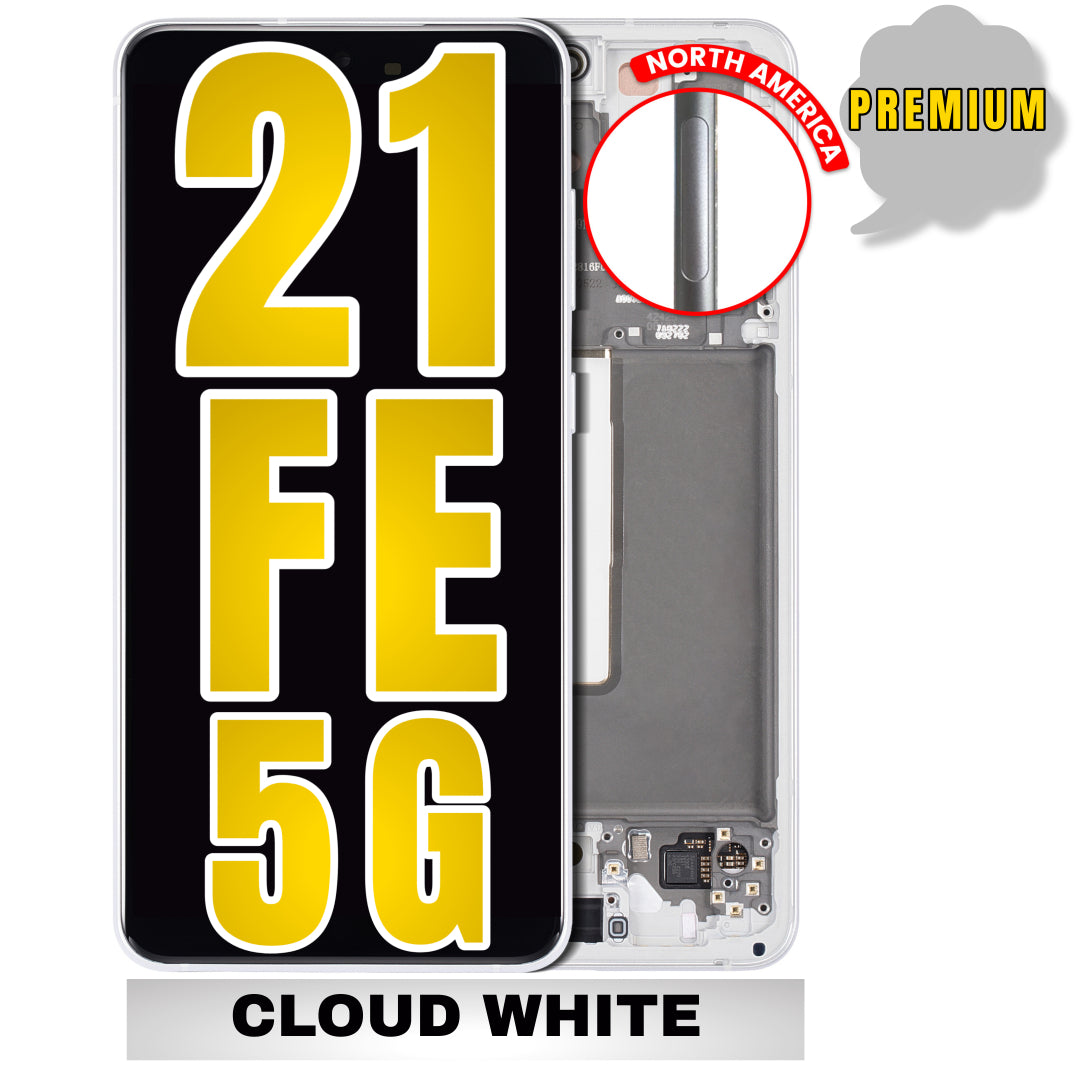 For Samsung Galaxy S21 FE 5G OLED Screen Replacement With Frame / US Version (Premium) (Cloud White)