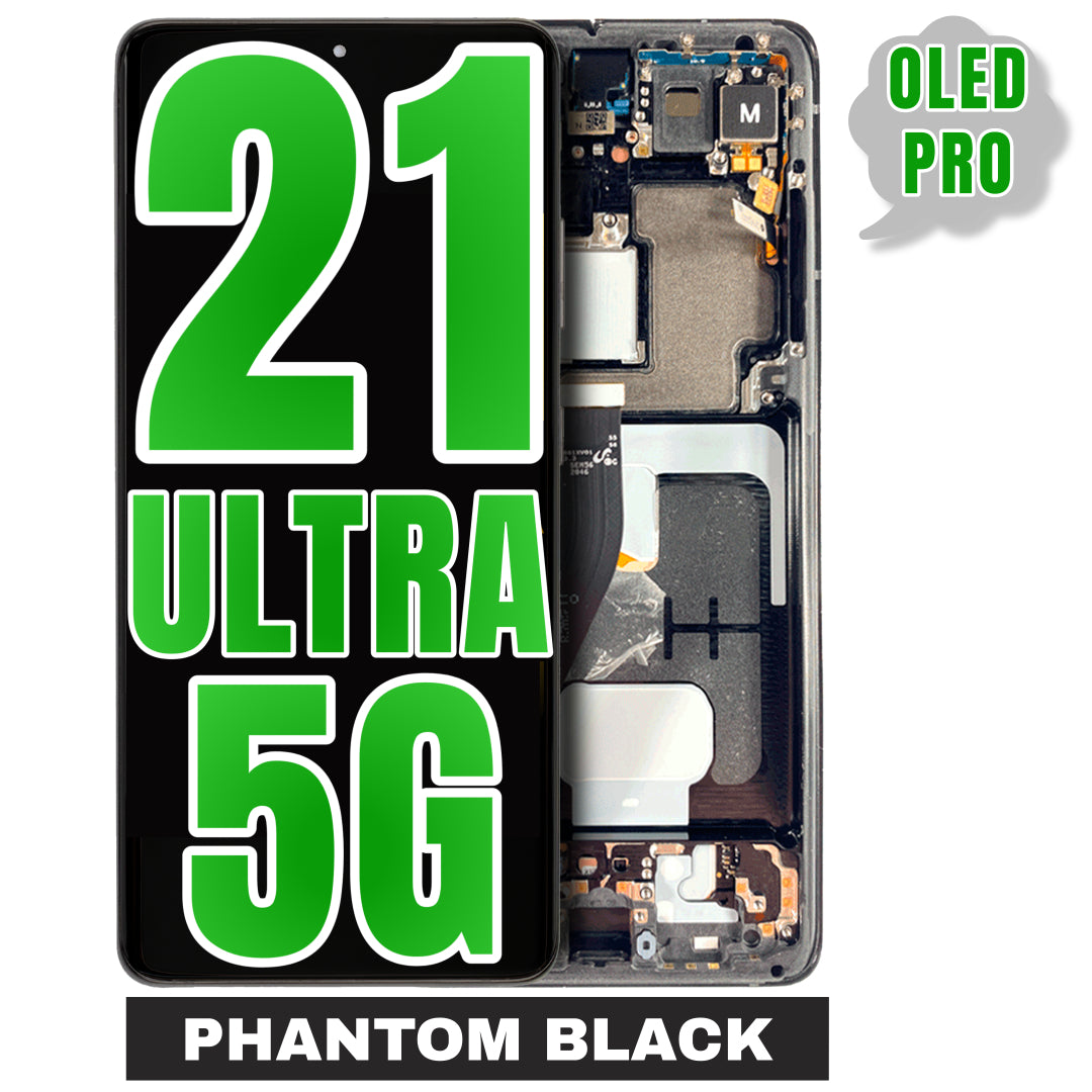 For Samsung Galaxy S21 Ultra 5G OLED Screen Replacement With Frame (Oled Pro) (Phantom Black)
