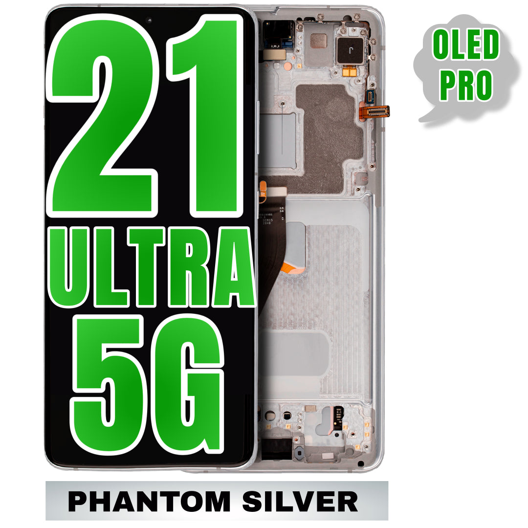 For Samsung Galaxy S21 Ultra 5G OLED Screen Replacement With Frame (Oled Pro) (Phantom Silver)