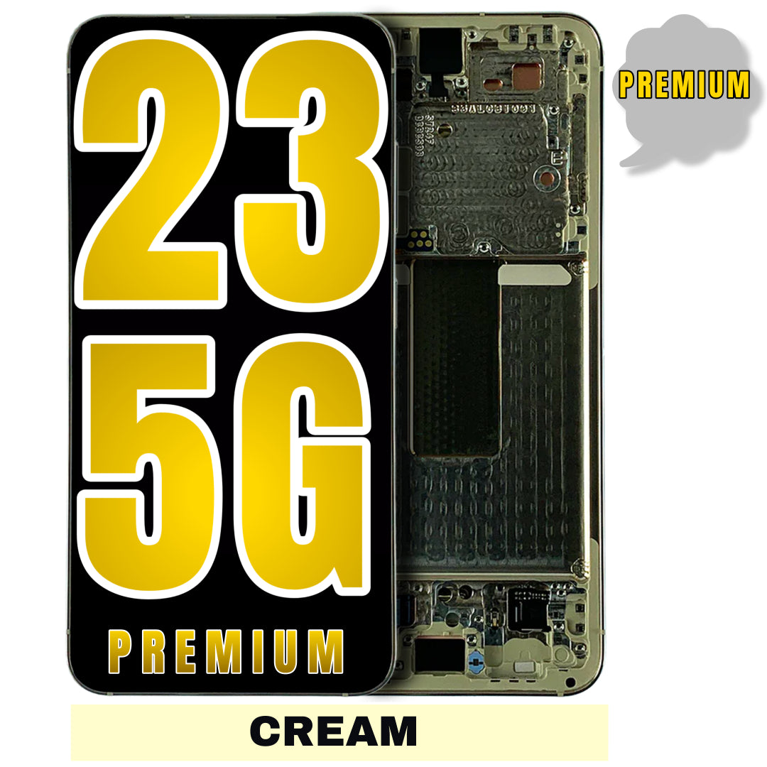 For Samsung Galaxy S23 5G OLED Screen Replacement With Frame / International Version (Premium) (Cream)