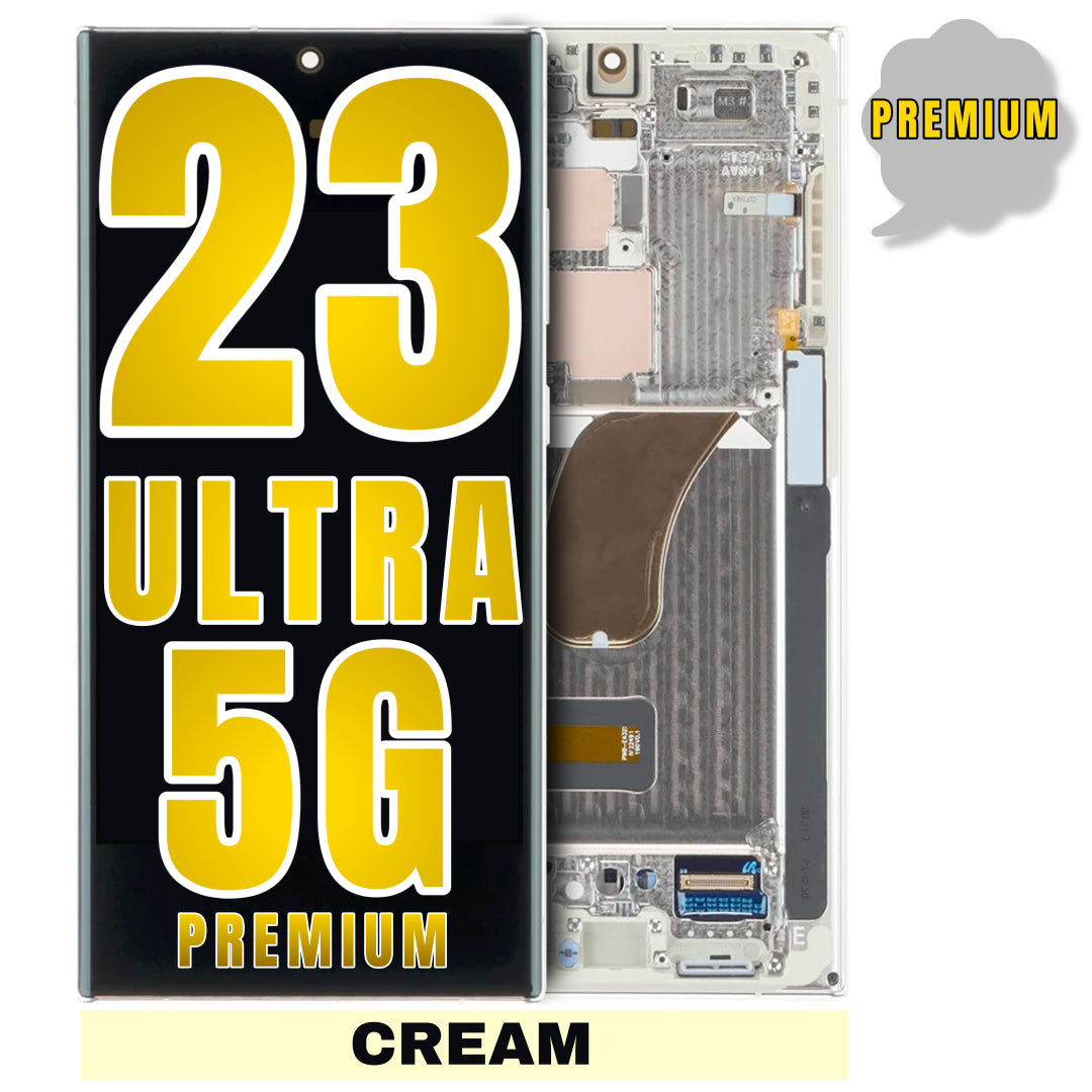 For Samsung Galaxy S23 Ultra 5G OLED Screen Replacement With Frame / US Version (Premium) (Cream)