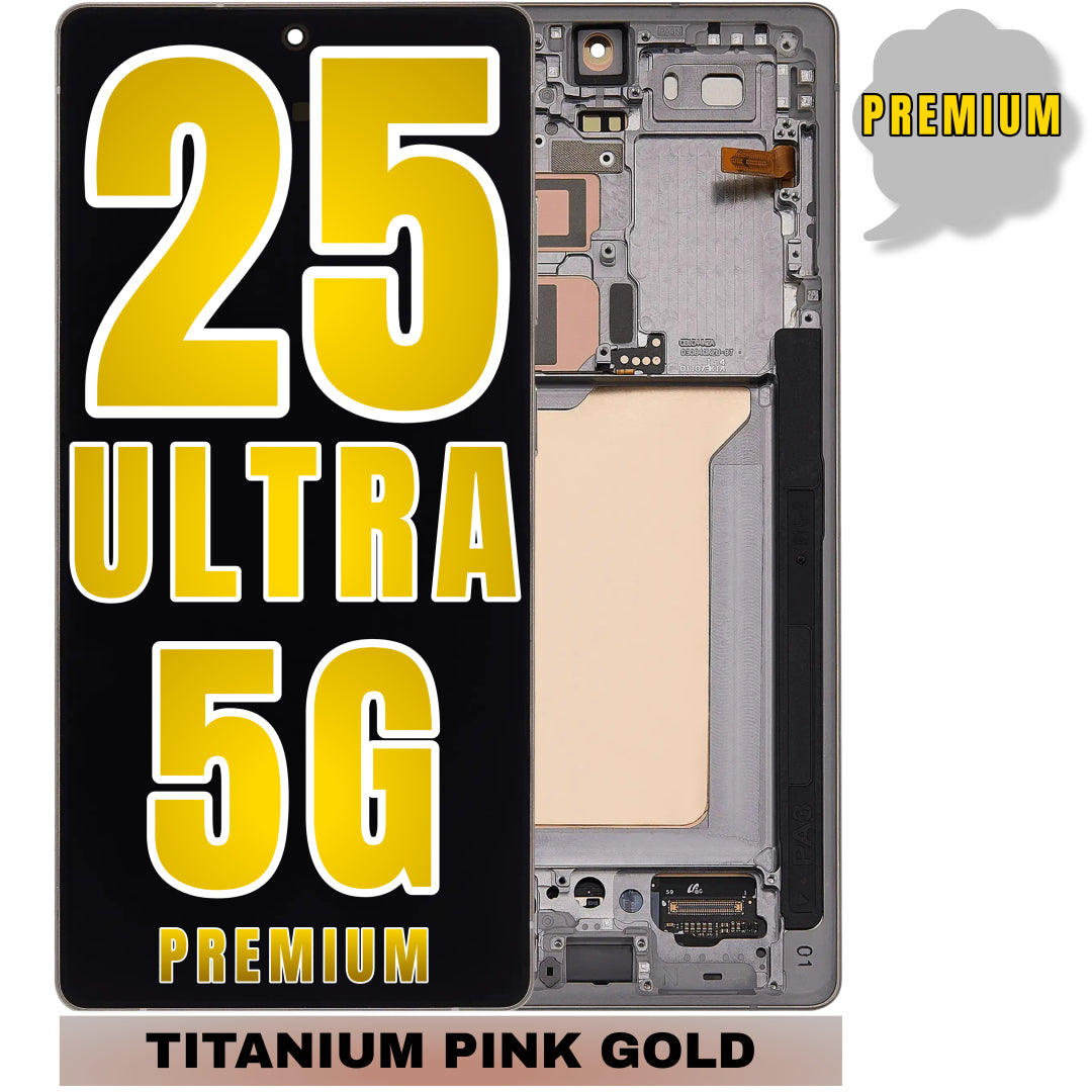 For Samsung Galaxy S25 Ultra OLED Screen Replacement With Frame (Premium) (Titanium Pink Gold)