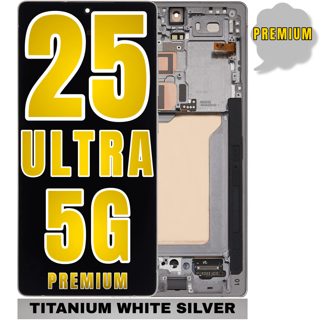 For Samsung Galaxy S25 Ultra OLED Screen Replacement With Frame (Premium) (Titanium White Silver)