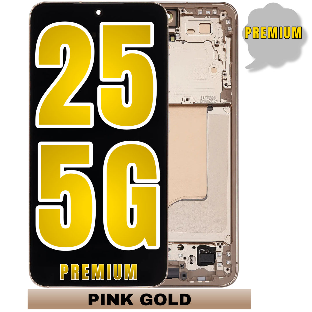For Samsung Galaxy S25 5G OLED Screen Replacement With Frame / US & International Version (Premium) (Pink Gold)