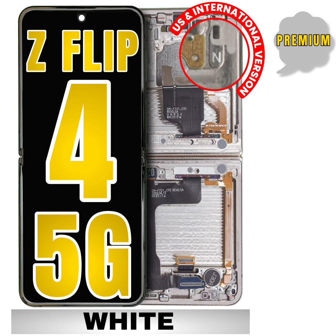 For Samsung Galaxy Z Flip 4 5G OLED Inner Screen Replacement With Frame / US & International Version (White)