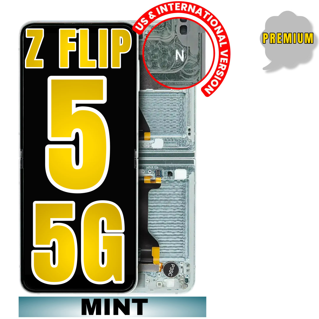 For Samsung Galaxy Z Flip 5 5G OLED Inner Screen Replacement With Frame / US & International Version (Premium) (Mint)