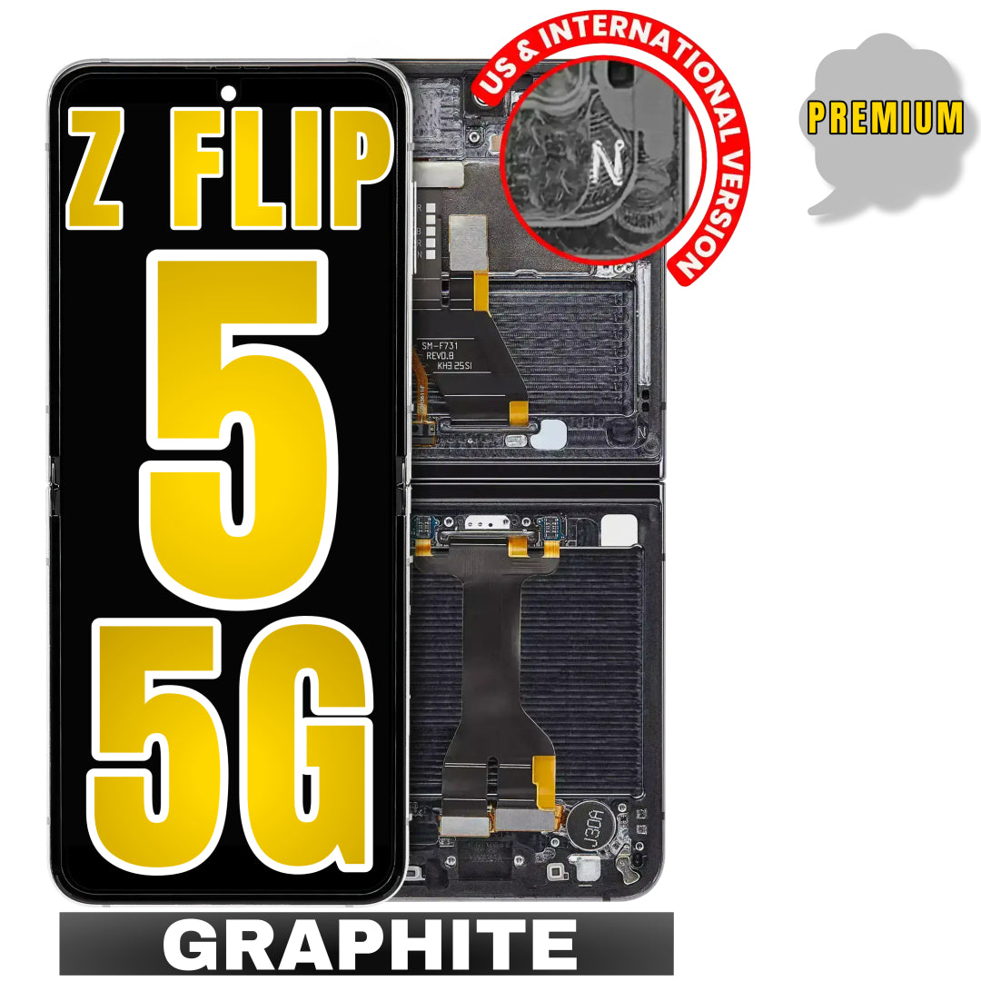 For Samsung Galaxy Z Flip 5 5G OLED Inner Screen Replacement With Frame / US & International Version (Premium) (Graphite)