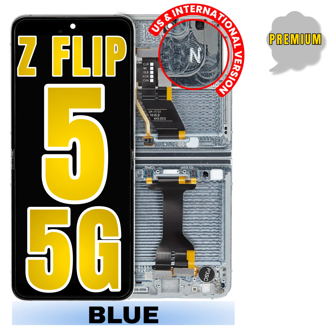 For Samsung Galaxy Z Flip 5 5G OLED Inner Screen Replacement With Frame / US & International Version (Premium) (Blue)