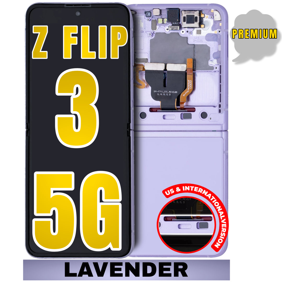 For Samsung Galaxy Z Flip 3 5G OLED Inner Screen Replacement With Frame / US & International Version (Premium) (Lavender)