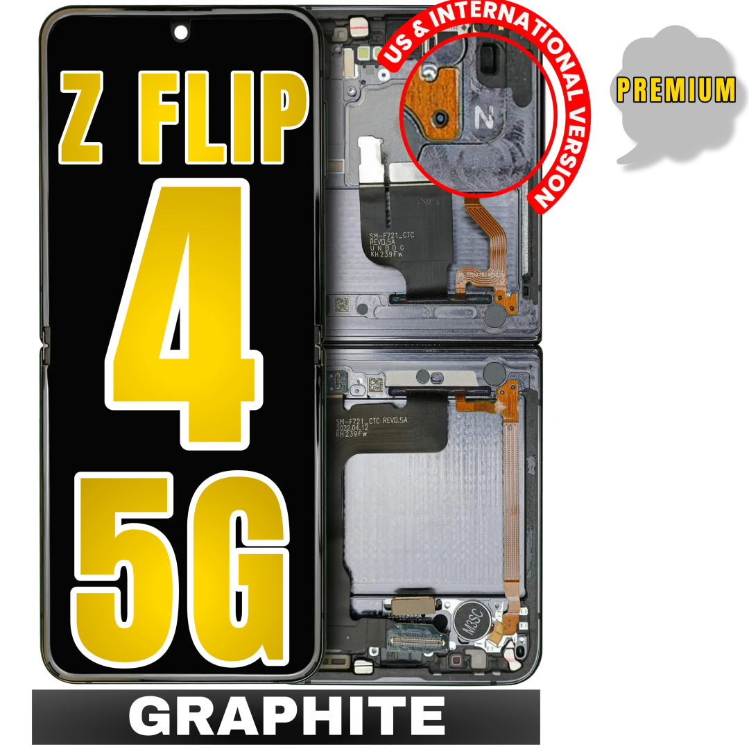For Samsung Galaxy Z Flip 4 5G OLED Inner Screen Replacement With Frame / US & International Version (Premium) (Graphite)