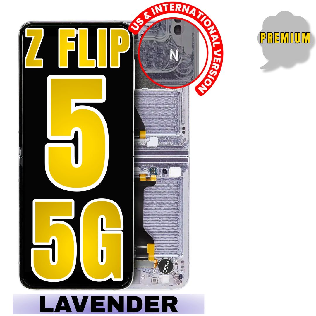 For Samsung Galaxy Z Flip 5 5G OLED Inner Screen Replacement With Frame / US & International Version (Premium) (Lavender)