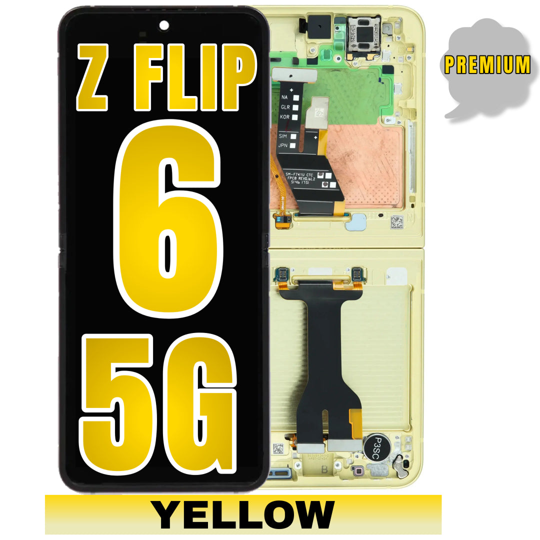 For Samsung Galaxy Z Flip 6 5G OLED Inner Screen Replacement With Frame / US & International Version (Premium) (Yellow)