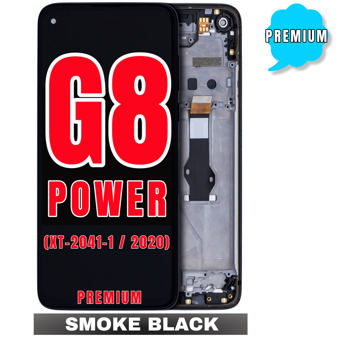 For Moto G8 Power (XT-2041-1 / XT-2041-3 / 2020) LCD Screen Replacement With Frame (Premium) (Smoke Black)