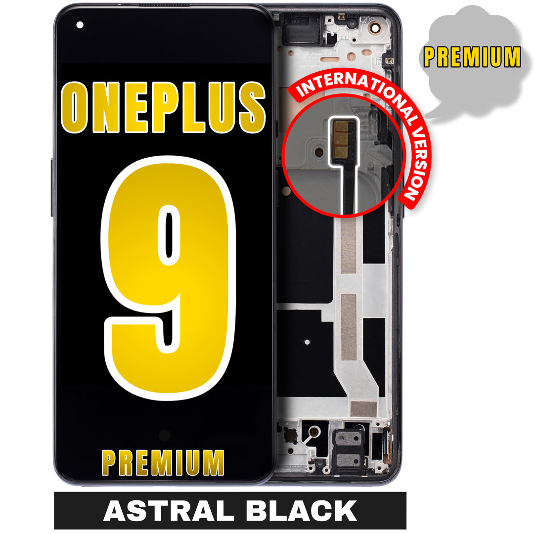 For OnePlus 9 OLED Screen Replacement With Frame / International Version (Premium) (Astral Black)