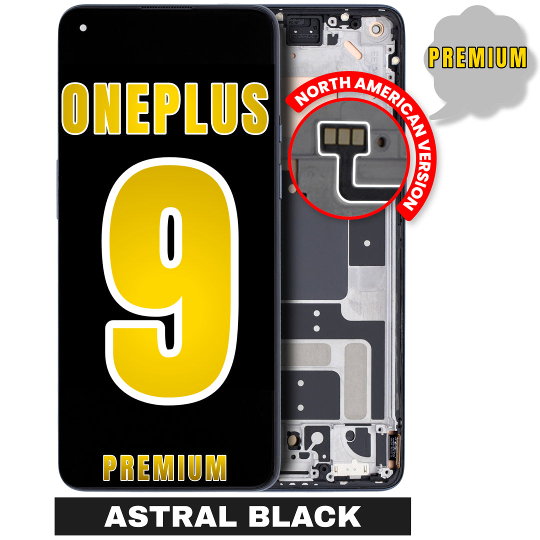 For OnePlus 9 OLED Screen Replacement With Frame / US Version (Premium) (Astral Black)