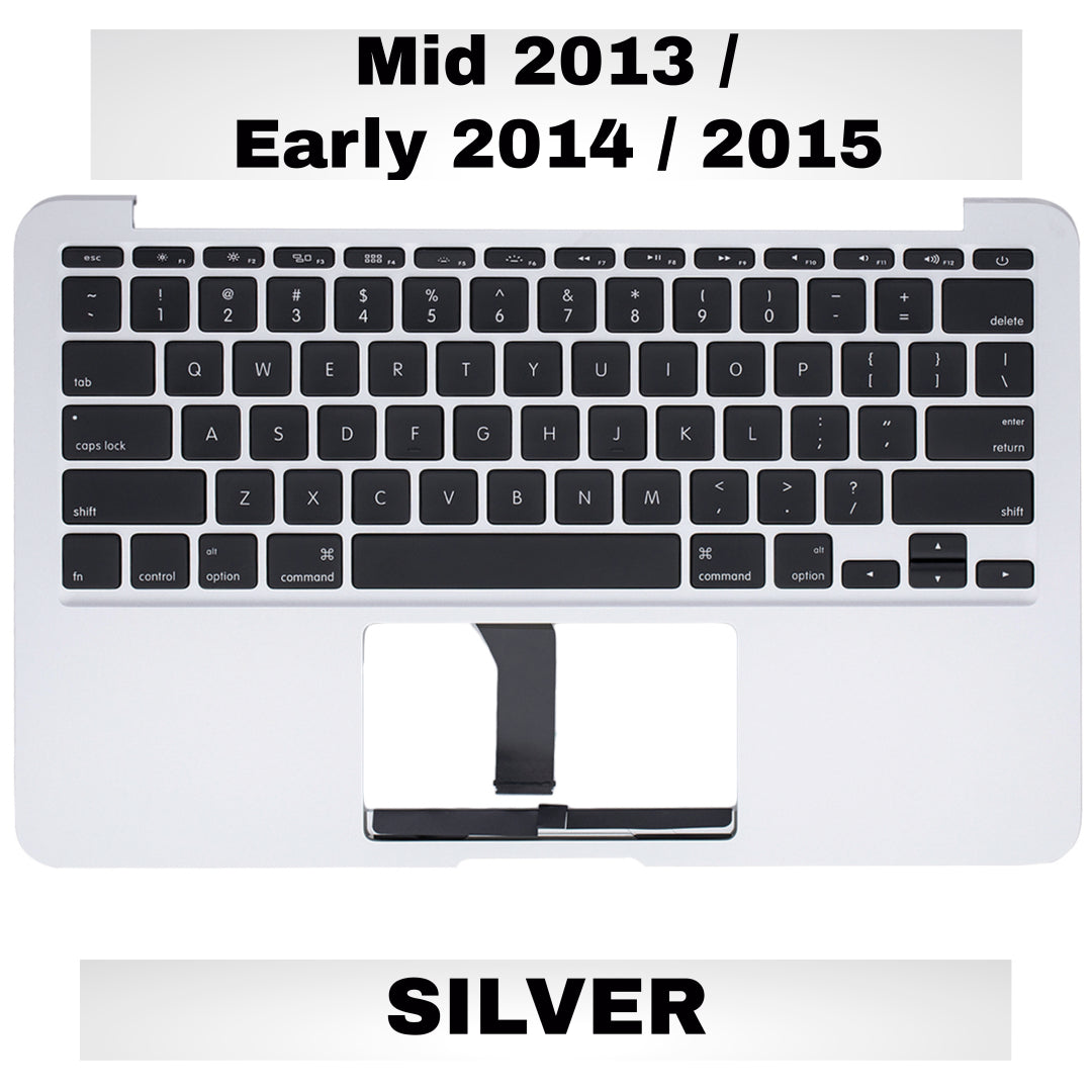 For MacBook Air 11" (A1465 / Mid 2013 / Early 2014 / Early 2015) Top Case With Keyboard Replacement (Silver)