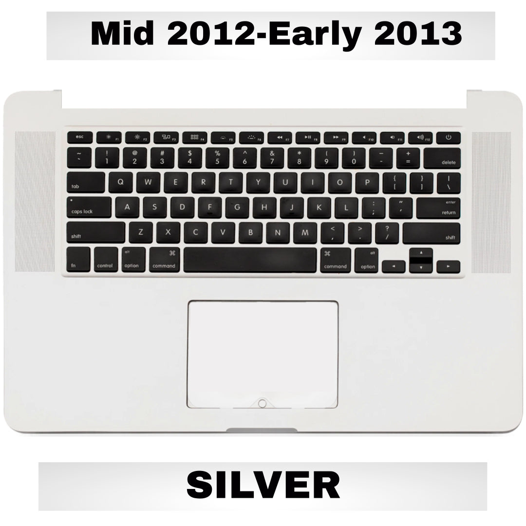 For MacBook Pro Retina 15" (A1398 / Mid 2012-Early 2013) Top Case With Keyboard Replacement / US Version (Silver)