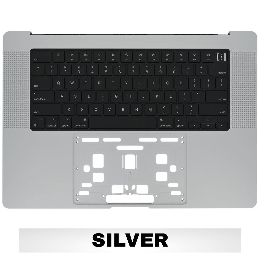 For MacBook Pro 16" (A2485-A2728 / Late 2021-2023) Top Case With Keyboard Replacement / US Version (Silver)