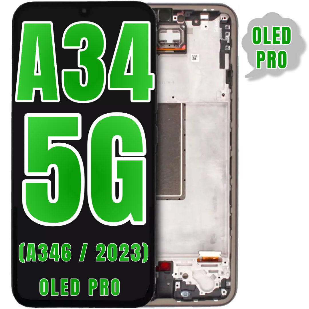 For Samsung Galaxy A34 5G (A346 / 2023) (6.52") OLED Screen Replacement With Frame (Oled Pro) (Graphite)