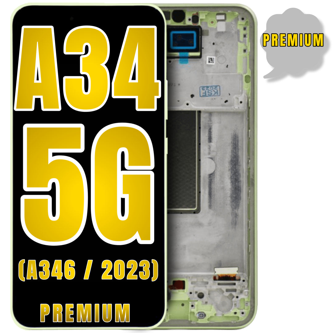 For Samsung Galaxy A34 5G (A346 / 2023) LCD Screen Replacement With Frame (Premium) (Lime)