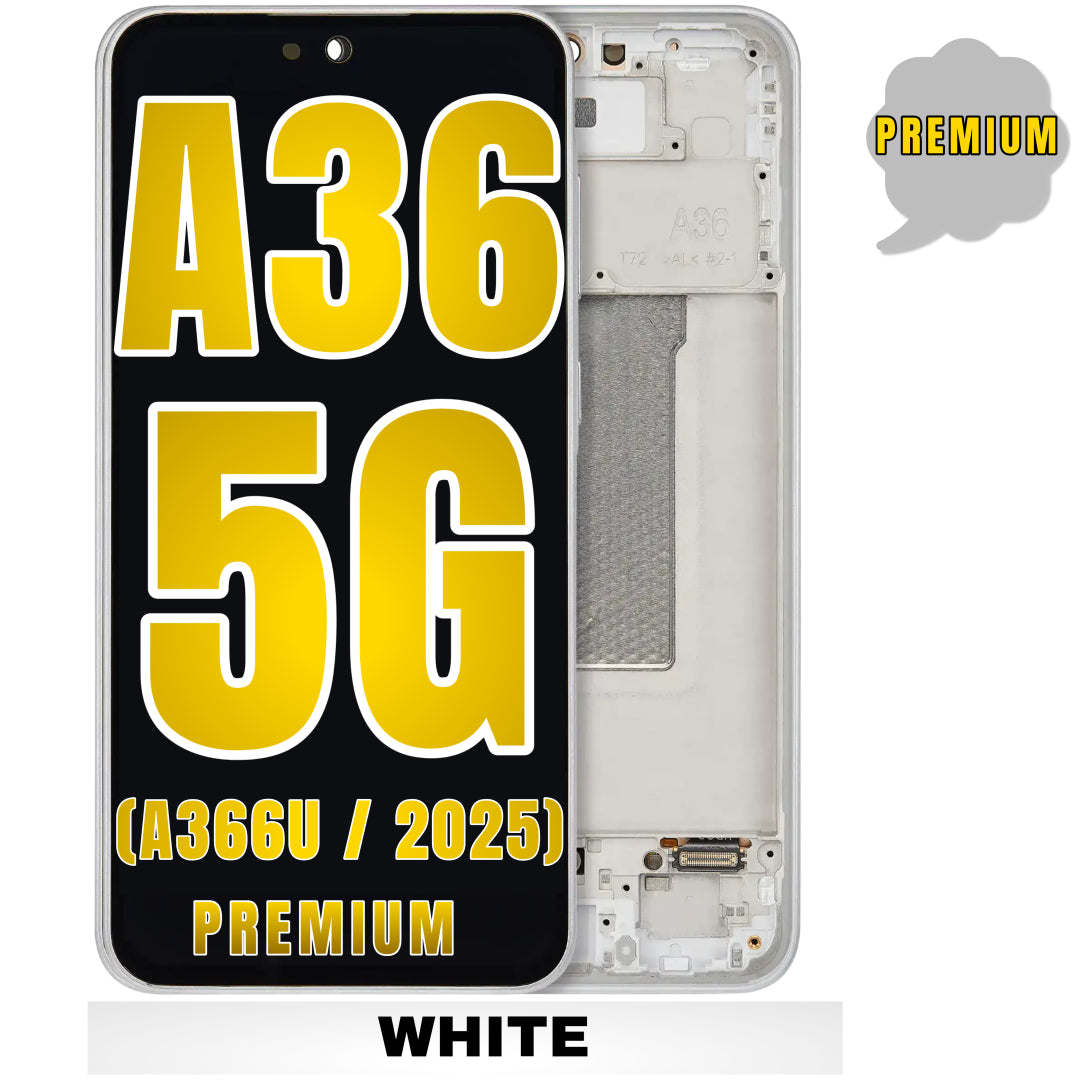 For Samsung Galaxy A36 5G (A366 / 2025) OLED Screen Replacement With Frame (White)
