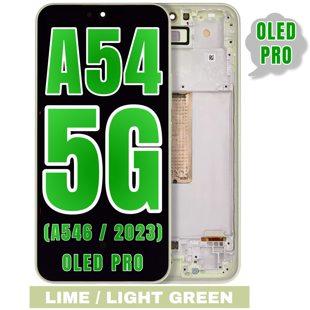 For Samsung Galaxy A54 5G (A546 / 2023) (6.36") OLED Screen Replacement With Frame (Oled Pro) (Lime / Light Green)